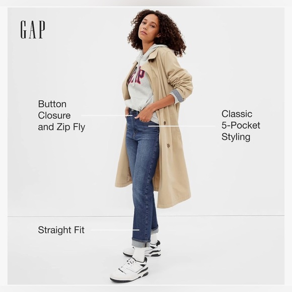GAP Women's High Rise Straight Fit Denim Jeans - Picture 2 of 6